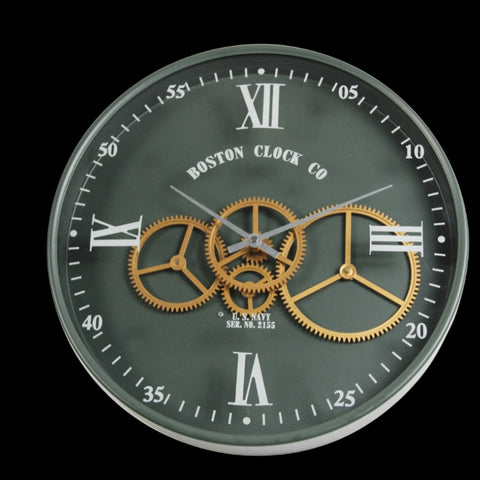 Boston CC 40 Cm Roman Numeral Moving Gear Wall Clock