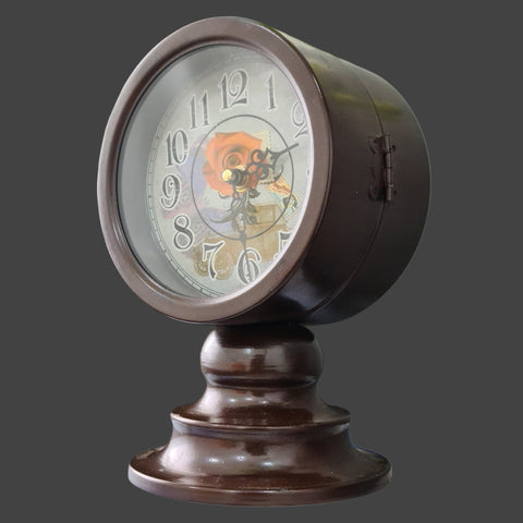 Brown Mantel 23.6 Cm Double Side Table Clock