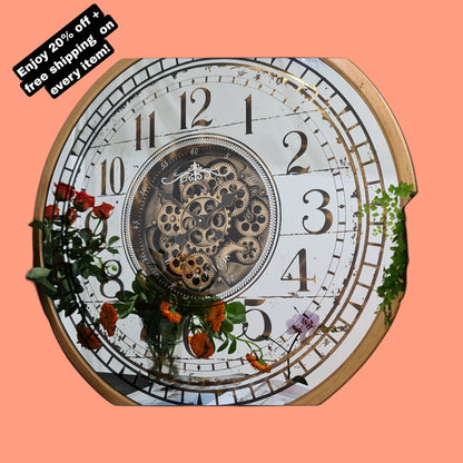 80 Cm Gold Mirror Moving Gear Wall clock