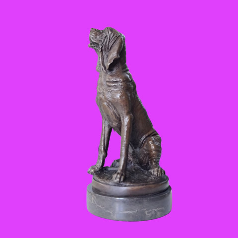 Bronze Sculpture of Dog, Hunting Dog  on Marble Top