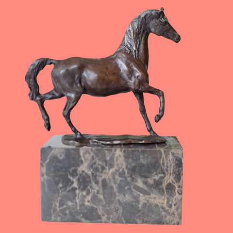 Bronze sculpture of Horse Galloping Artwork On Marble