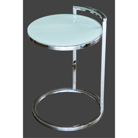 Azda Mirror Polished Stainless Steel Side Table with  Glass Top