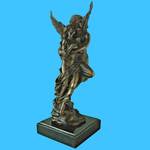 Bronze Sculpture Angel " Psyche And Eros " Statue Figure Cupid