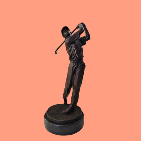 Bronze Sculpture of Golfer Golf-Spieler On Marble Base