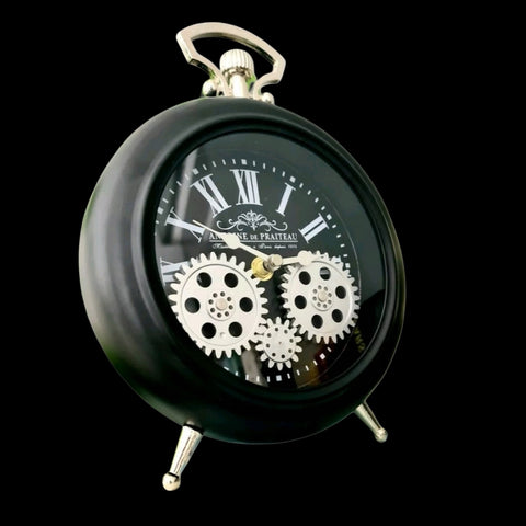 Antoine De Praiteau Victorian Black Gear Table Clock