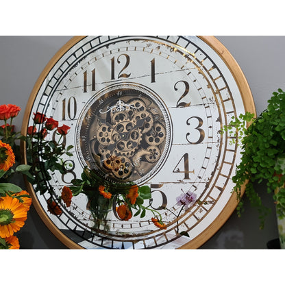 80 Cm Gold Mirror Moving Gear Wall clock