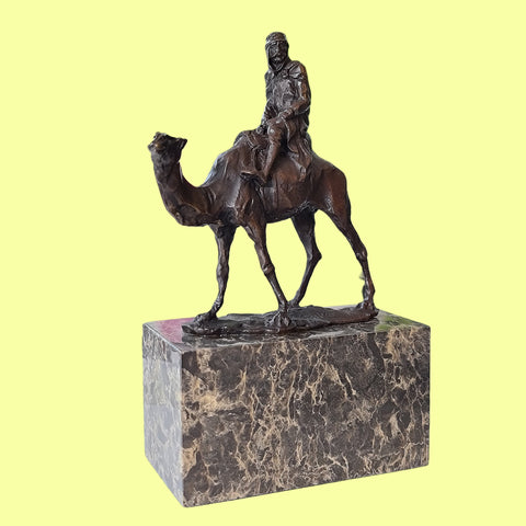 Lawrence of Arabia Camel & Rider Bronze Marble Statue On Marble