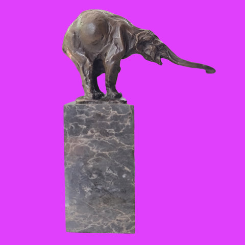 Elephant Figurine Bronze Sculpture: Art Dco Wildlife on Marble