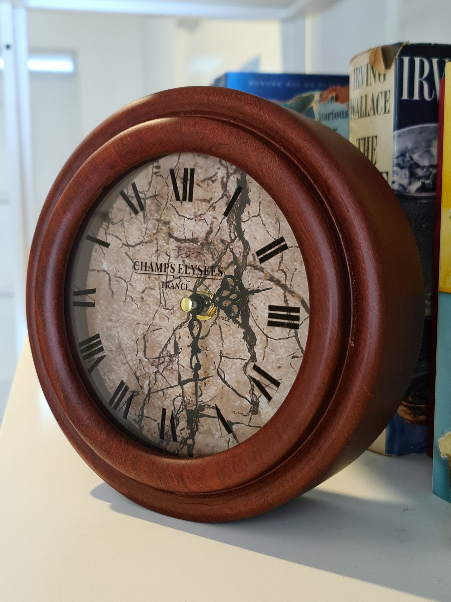 19 Cm Champs Elysee France Antique Wooden Table Clock