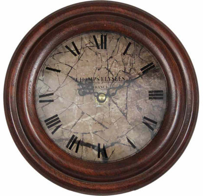 19 Cm Champs Elysee France Antique Wooden Table Clock